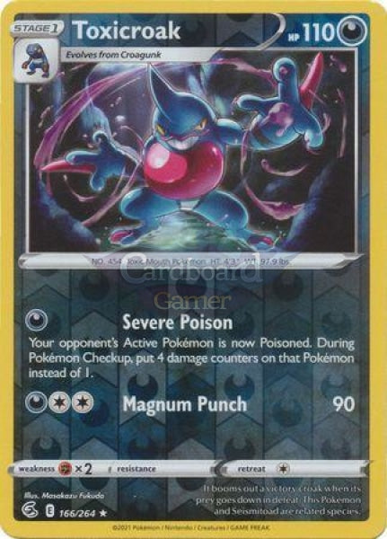 166/264 Toxicroak Rare Reverse Holo Fusion Strike Single Card