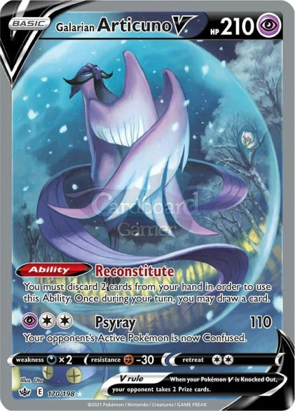 170/198 Galarian Articuno V Alternate Art Ultra Rare Chilling Reign Single Card