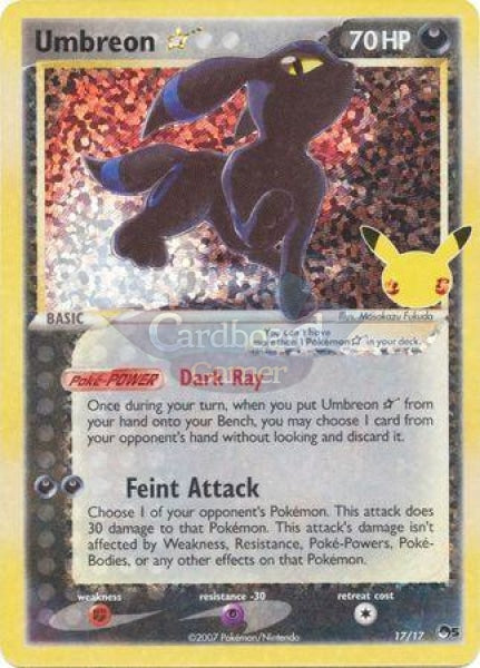 17/17 Umbreon Gold Star Ultra Rare Celebrations Classic Collection Single Card