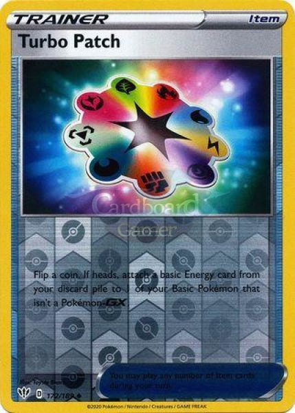 172/189 Turbo Patch Trainer Uncommon Reverse Holo Darkness Ablaze Single Card