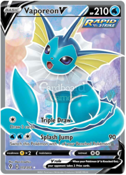 172/203 Vaporeon V Full Art Evolving Skies Single Card