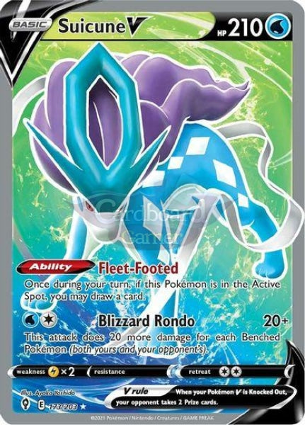 173/203 Suicune V Full Art Evolving Skies Single Card