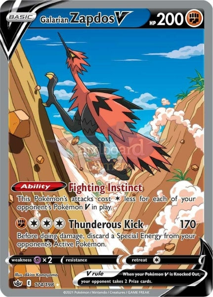 174/198 Galarian Zapdos V Alternate Art Ultra Rare Chilling Reign Single Card