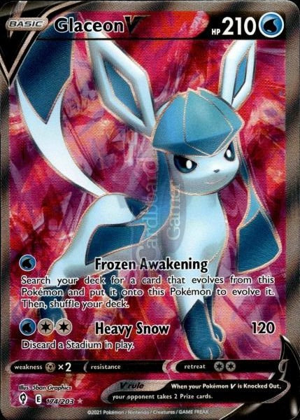 174/203 Glaceon V Full Art Evolving Skies Single Card