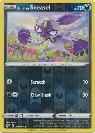 092/189 Hisuian Sneasel Common Reverse Holo Astral Radiance