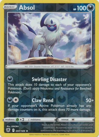 097/189 Absol Rare Reverse Holo Astral Radiance