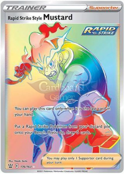 176/163 Rapid Strike Style Mustard Supporter Hyper Rare Battle Styles Single Card