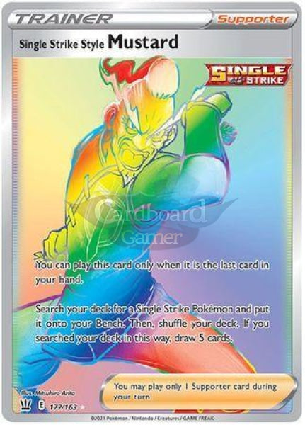 177/163 Single Strike Style Mustard Supporter Hyper Rare Battle Styles Card