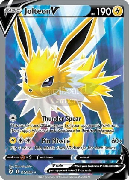 177/203 Jolteon V Full Art Evolving Skies Single Card