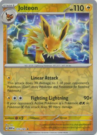 135/165 Jolteon Rare Reverse Holo Scarlet & Violet 151