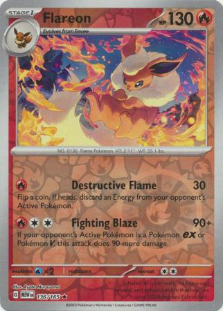 136/165 Flareon Rare Reverse Holo Scarlet & Violet 151