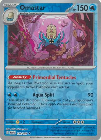 139/165 Omastar Rare Reverse Holo Scarlet & Violet 151