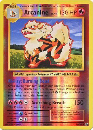 18/108 Arcanine Rare Reverse Holo XY Evolutions