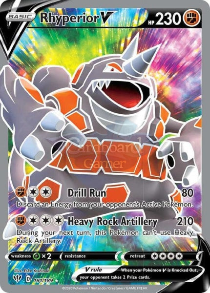 181/189 Rhyperior V Full Art Ultra Rare Darkness Ablaze Single Card