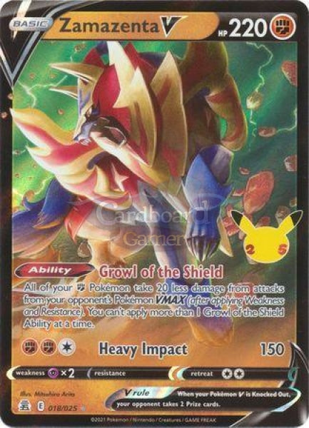 18/25 Zamazenta V Ultra Rare Celebrations Single Card