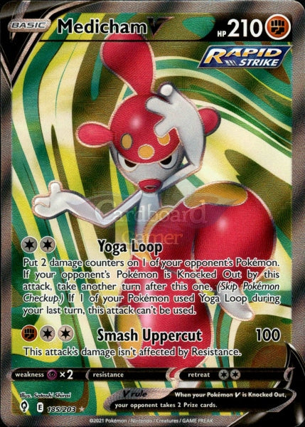 185/203 Medicham V Full Art Evolving Skies Single Card