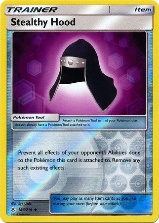 186/214 Stealthy Hood Uncommon Trainer Reverse Holo Unbroken Bonds