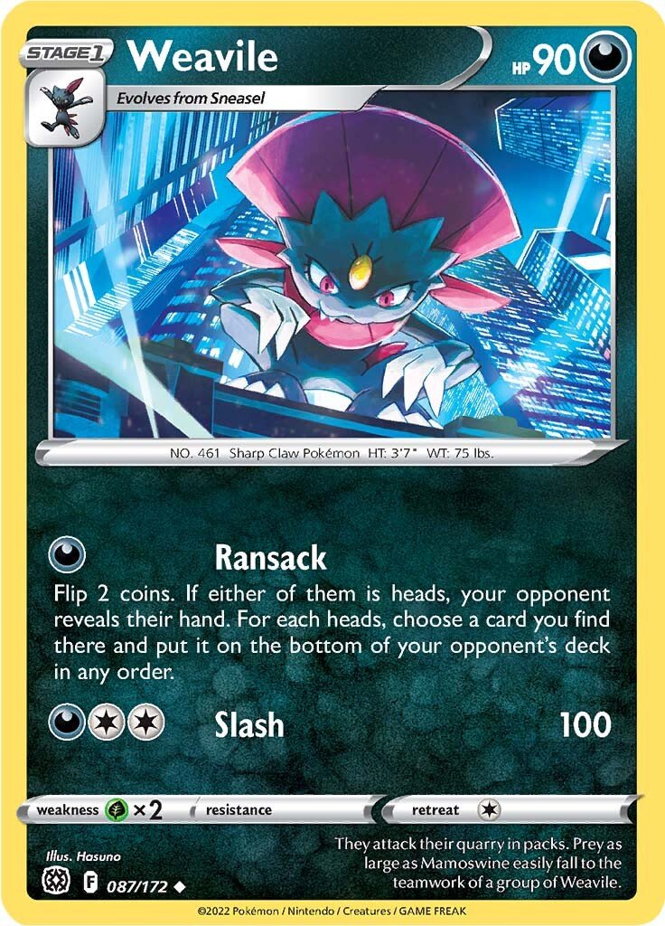 087/172 Weavile Uncommon Brilliant Stars Pokemon TCG