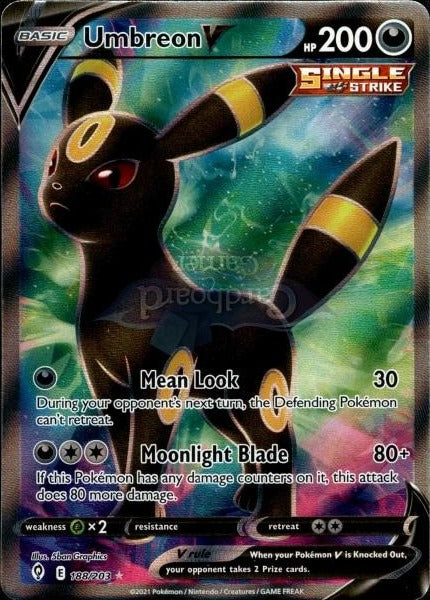 188/203 Umbreon V Full Art Evolving Skies Single Card