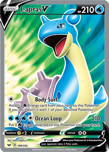 189/202 Lapras V Full Art Ultra Rare Sword & Shield