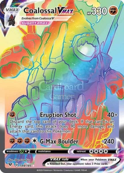 189/185 Coalossal Vmax Hyper Secret Rare Vivid Voltage Single Card