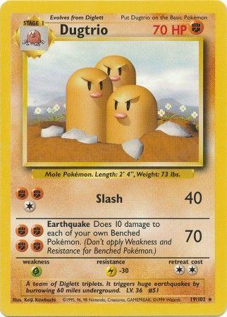 19/102 Dugtrio Rare Base Set Unlimited