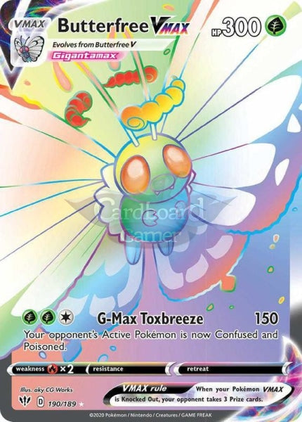 190/189 Butterfree Vmax Hyper Secret Rare Darkness Ablaze Single Card