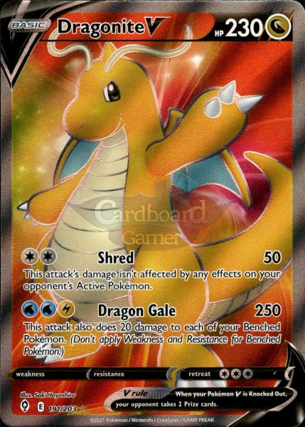 191/203 Dragonite V Full Art Evolving Skies Single Card