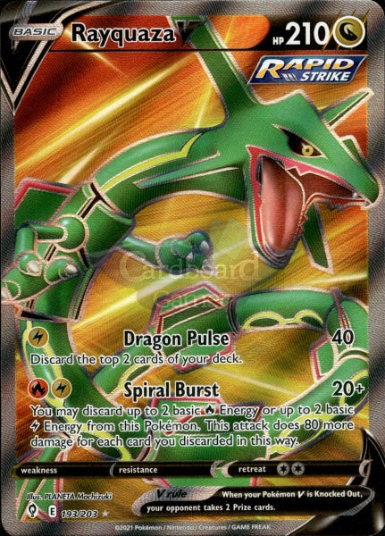 193/203 Rayquaza V Full Art Evolving Skies Single Card