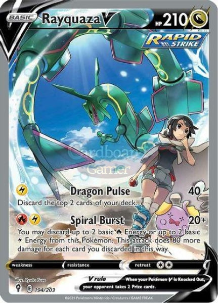 194/203 Rayquaza V Alternate Art Evolving Skies Single Card