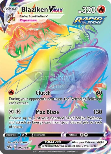 200/198 Blaziken Vmax Hyper Rare Chilling Reign Single Card