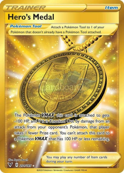 201/185 Heros Medal Gold Trainer Secret Rare Vivid Voltage Single Card