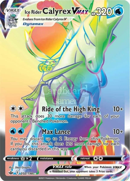 202/198 Ice Rider Calyrex Vmax Hyper Rare Chilling Reign Single Card