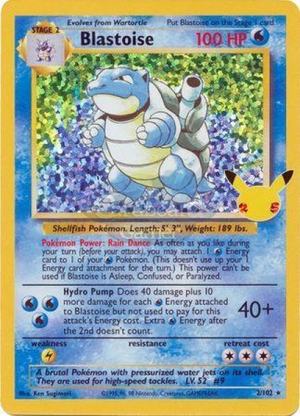 2/102 Blastoise Holo Rare Celebrations Classic Collection Single Card