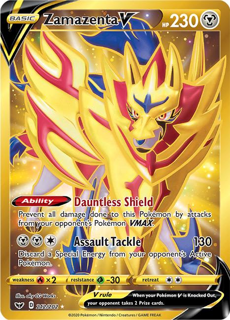 212/202 Zamazenta V Secret Rare Gold Sword & Shield