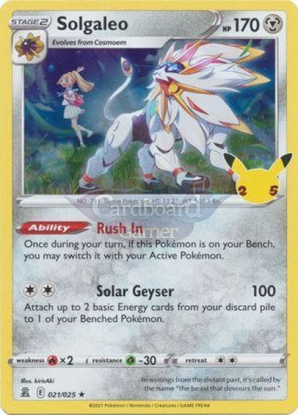 21/25 Solgaleo Holo Rare Celebrations Single Card