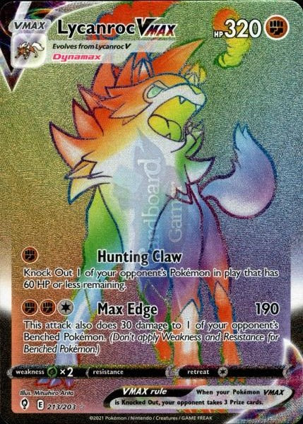 213/203 Lycanroc Vmax Hyper Rare Evolving Skies Single Card