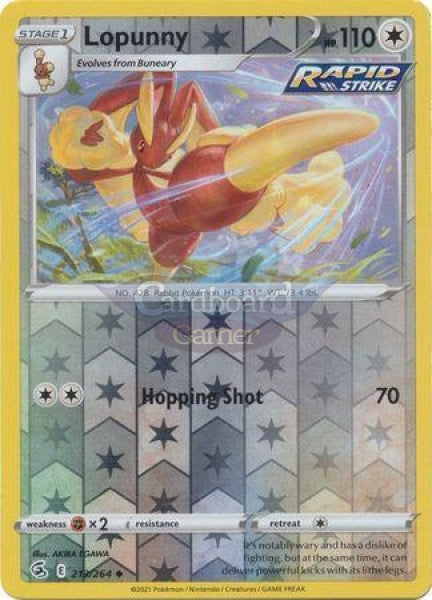 213/264 Lopunny Uncommon Reverse Holo Fusion Strike Single Card