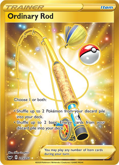 215/202 Ordinary Rod Secret Rare Gold Trainer Sword & Shield