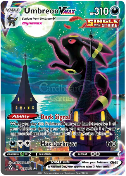 215/203 Umbreon Vmax Alternate Art Secret Rare Evolving Skies Single Card