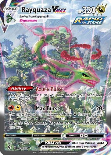 218/203 Rayquaza Vmax Alternate Art Secret Rare Evolving Skies Single Card