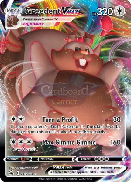 218/264 Greedent Vmax Fusion Strike Single Card