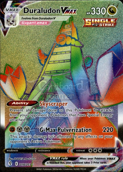 219/203 Duraludon Vmax Hyper Rare Evolving Skies Single Card