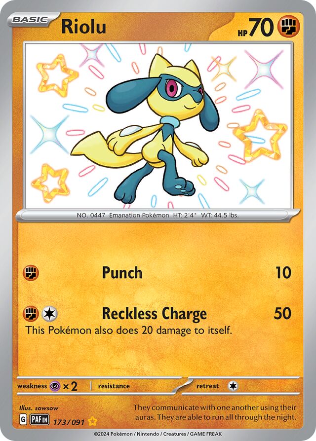 173/091 Riolu Shiny Rare Paldean Fates