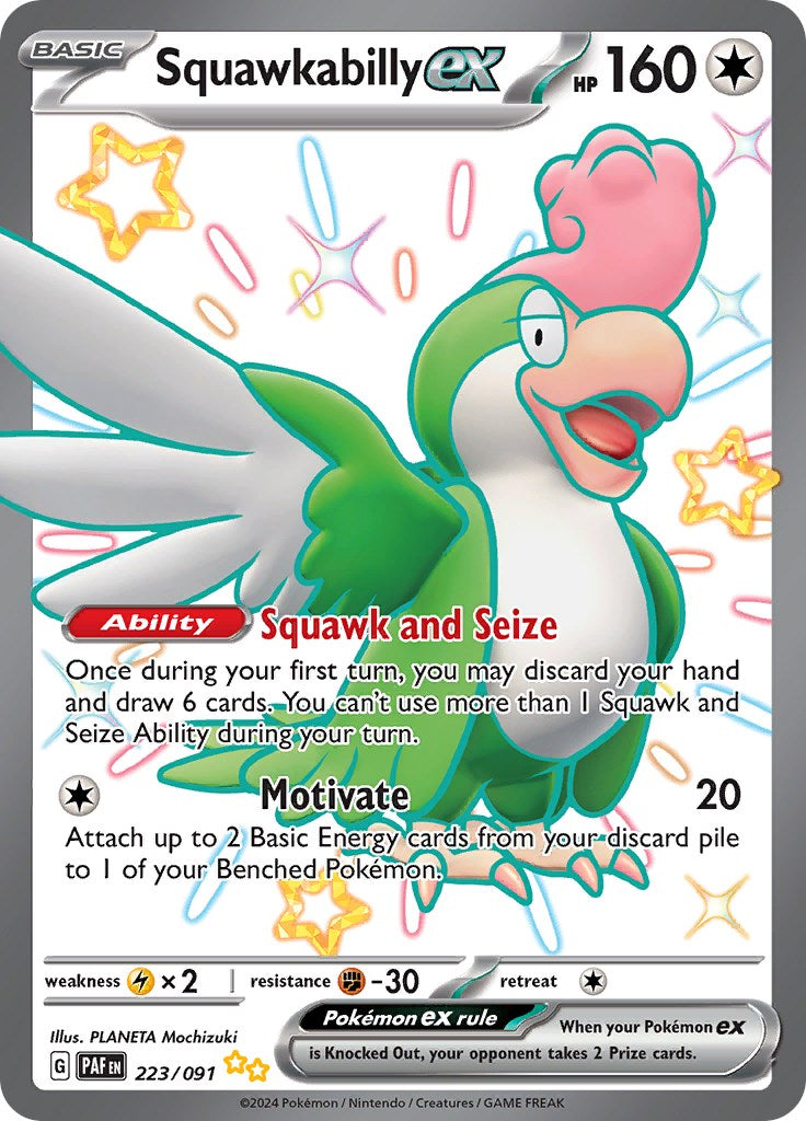 223/091 Squawkabilly EX Ultra Rare Paldean Fates