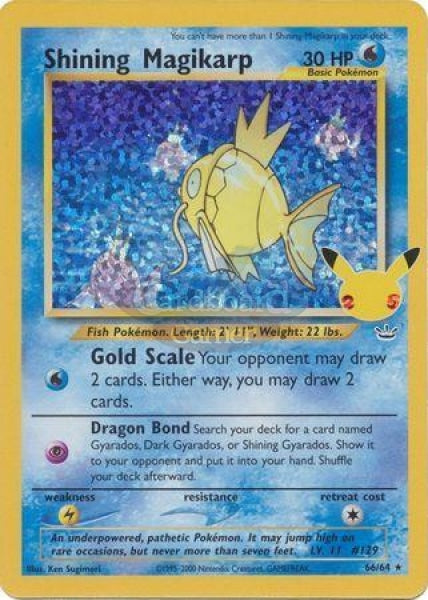 66/64 Shining Magikarp Holo Rare Celebrations Classic Collection Single Card