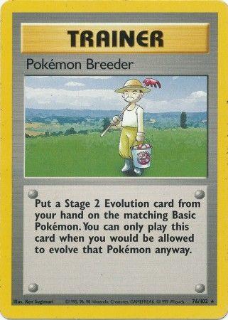 76/102 Pokémon Breeder Trainer Rare Base Set Unlimited