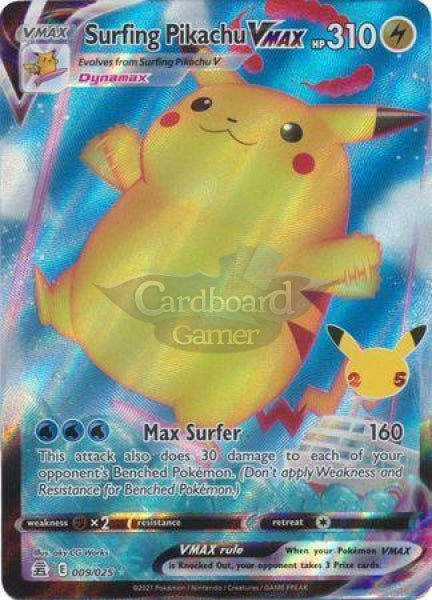 9/25 Surfing Pikachu Vmax Ultra Rare Celebrations Single Card