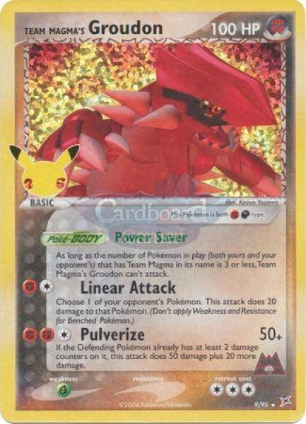 9/95 Team Magmas Groudon Holo Rare Celebrations Classic Collection Single Card