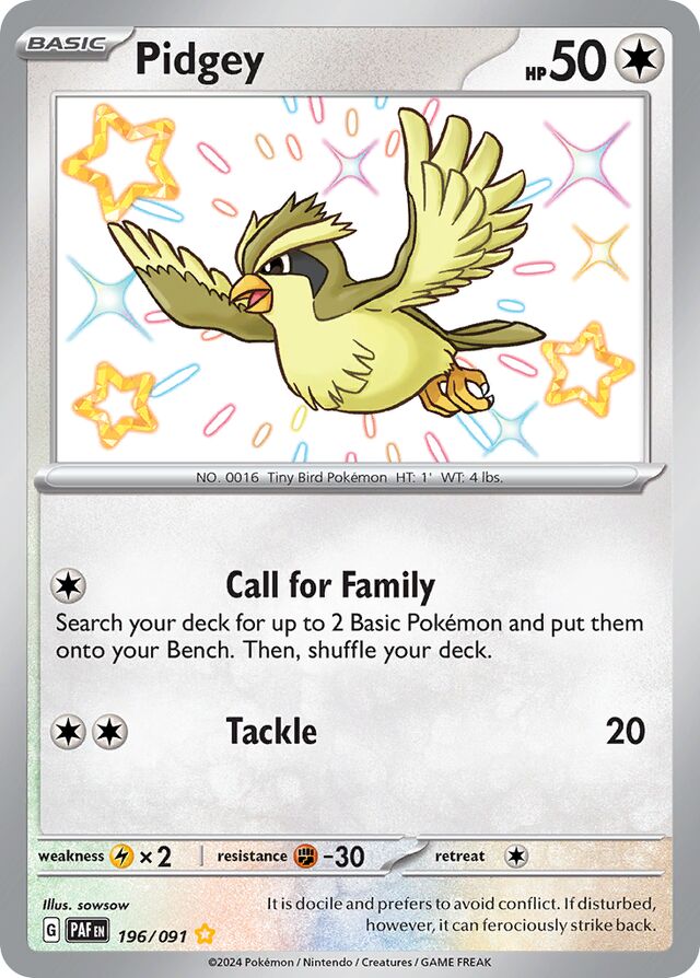 196/091 Pidgey Shiny Rare Paldean Fates